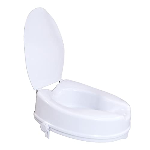 Mobiclinic®, Elevador WC para adulto, Con tapa, 10 centímetros, Adaptable a inodoros ovalados,...