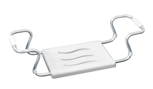WENKO Asiento de baño Secura blanco, extensible, 120 kg de capacidad de carga, plástico, 55-65 x 18 x 26 cm, blanco