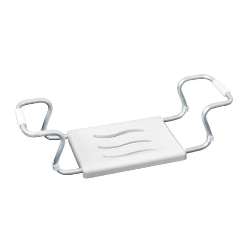 WENKO Asiento de baño Secura blanco, extensible, 120 kg de capacidad de carga, plástico, 55-65 x 18 x 26 cm, blanco