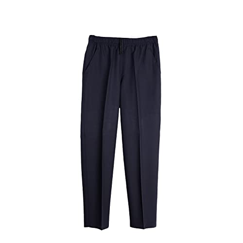 Pantalón Adaptado Hombre - Entretiempo - Pantalon Vestir con Goma en la Cintura - Tallas Grandes (Marino, L)