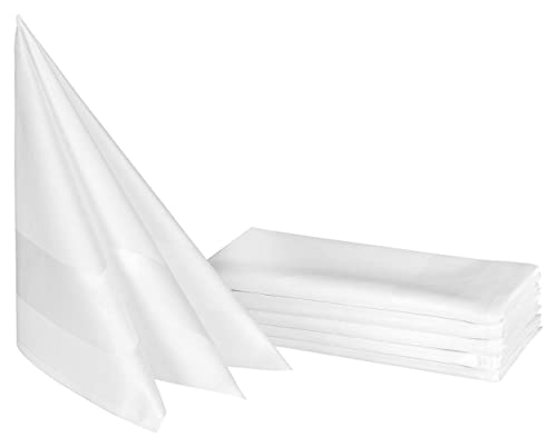 ZOLLNER 6 servilletas de tela blancas 50x50 cm, 100% algodón orla satinada