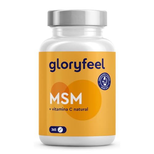 MSM 2000mg + Vitamina C natural - 365 comprimidos de alta dosificación - Para huesos, articulaciones, piel y sistema inmunitario* -...