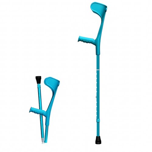 Antebrazo Muletas Plegables para Adulto Hombre y Mujer, Ligero Muletas Anatómicas Adaptables, Aluminio Bastón (Color : Bleu)