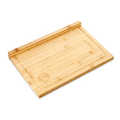 MasterChef Tabla de cortar de madera, tabla de cocina de bambú, para carne, jamón, pan, queso, con ranura y borde para jugo, natural,...