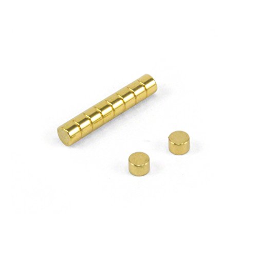 N42 Magnet de Neodimio Chapado en Oro Para Terapia Magnetica Y Alivio Del Dolor - 3mm Dia x 2mm de Espesor - Paquete de 10