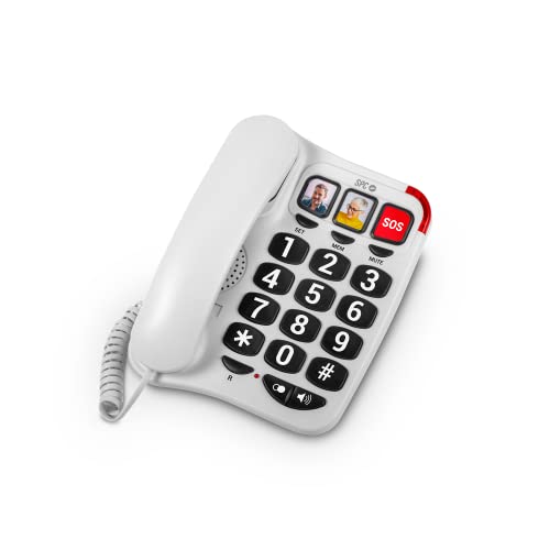 SPC Comfort Numbers 2 - Teléfono Fijo para Mayores con Teclas Grandes, 3 memorias directas con Foto, Volumen Muy Alto, Compatible...