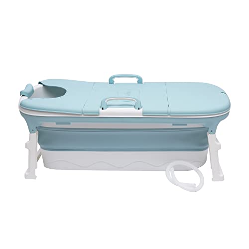 Bañera portátil plegable plegable de 138 cm bañera de hidromasaje para adultos bañera plegable aislada móvil efecto de masaje material...