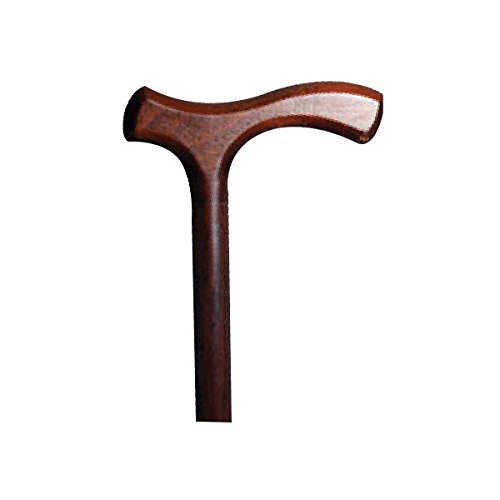 Bastón marrón con empuñadura en forma de T en madera de haya