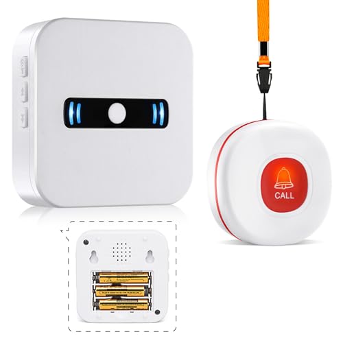 Daytech botón de llamada emergencia, Avisador inalámbrico para pacientes de edad avanzada en el sistema de alarma en el hogar 1 receptor...