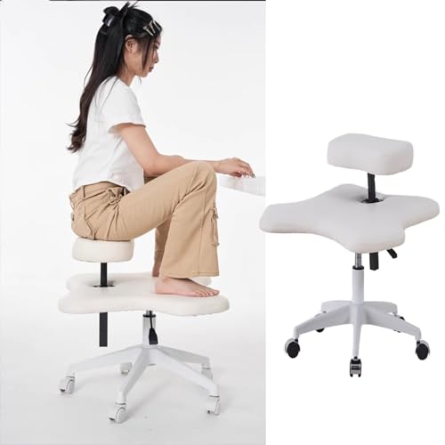 silla ergonomica rodillas Silla de meditación blanca con patas cruzadas, silla de rodillas en cuclillas con cojines de espuma gruesa y...