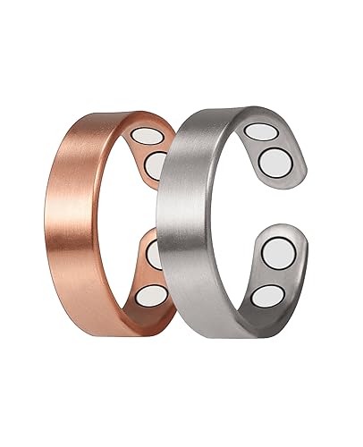 YINOX 4 fuertes anillos magnéticos de cobre para terapia magnética de artritis para hombres y mujeres, alivian eficazmente la artritis y...