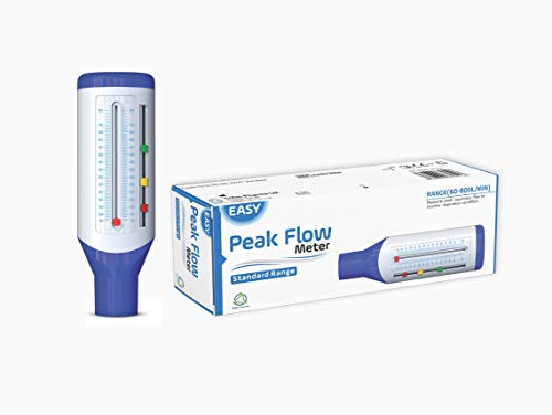 Easy Peak Flow Meter para que un adulto controle la función pulmonar | Medidor de flujo espiratorio | Gama estándar para adultos | Incluya...