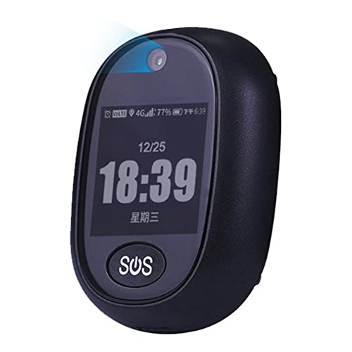 GYSURYB Colgante de Seguimiento GPS 4G V45 para NiñOs Mayores Mini GPS Rastreador Personal Alarma Reloj Parlante una Prueba de Agua (Negro)