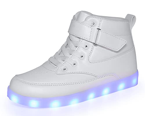 Voovix Zapatillas Unisex Niños Zapatos Led Luminioso con Luces(Blanco02,38)