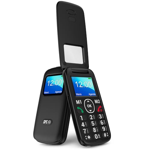 SPC Titan View – Teléfono móvil de Tapa para Mayores con Teclas Grandes, botón SOS, configuración remota, 2 memorias directas, Manos...