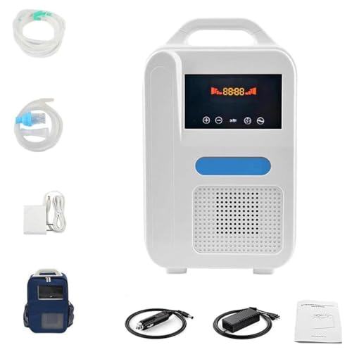 EYezer Concentrador de oxígeno portátil, máquina de oxígeno Recargable, con función nebulizadora, para Uso doméstico y en Coche de...