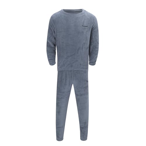 ZDSUHYIW Conjunto de pantalones de manga larga para hombre, traje deportivo para casa, cálido forro polar, pijama de coral, pijama de...