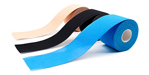 3 cintas kinesiológicas de colores axion | Vendaje resistente al agua y al sudor | Cinta adhesiva deportiva para un soporte muscular para...