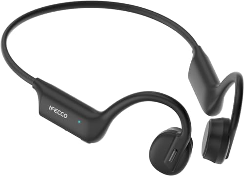 IFECCO Auriculares Conducción Osea Bluetooth 5.3 – Open Ear Auriculares Oseos Deportivos Inalámbricos con Micrófono,IPX5 Impermeables...