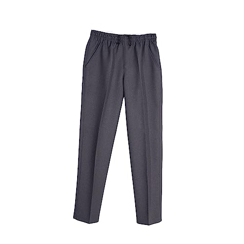 Pantalón Adaptado Hombre - Invierno - Pantalon Vestir con Goma en la Cintura - Tallas Grandes (Gris, XL)