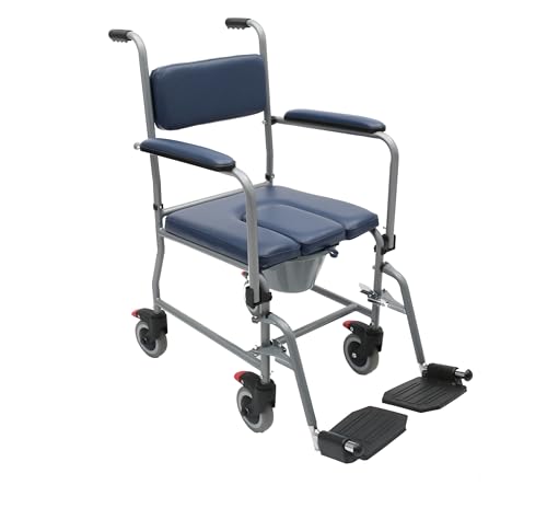 Silla cómoda con ruedas para personas mayores - Confort, Seguridad y Movilidad en un Sillón Multifuncional - Reposabrazos plegables,...