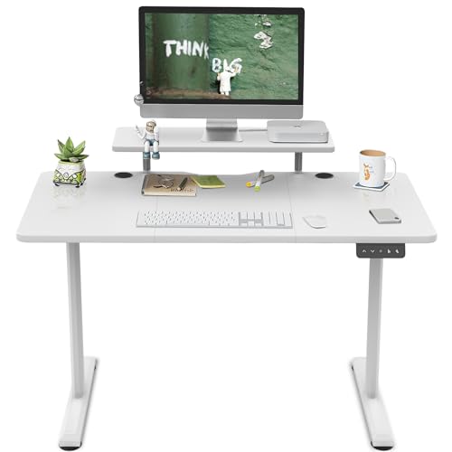 TRIUMPHKEY 120x60cm Escritorio de pie Ajustable en Altura con estantes para Monitor Escritorio de pie eléctrico Ajustable en Altura Estante...