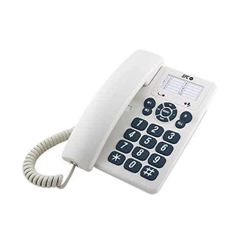 SPC Original – Teléfono Fijo sobremesa o Pared, con Teclas Grandes y fácil de Usar, 3 memorias directas, Volumen de Timbre Extra Alto,...