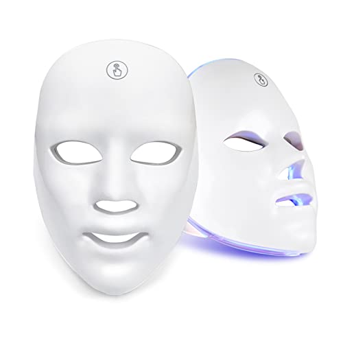 Máscara Facial Led, Máscara De Terapia De Fotón, Máscara Inalámbrica De 7 Colores Led, Máscara Facial De Rejuvenecimiento De La Pie...