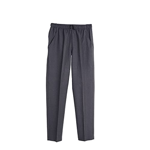 Pantalón Adaptado Hombre - Verano - Pantalon Vestir con Goma en la Cintura - Tallas Grandes - Gris/Marino/Tostado (Gris, XL)