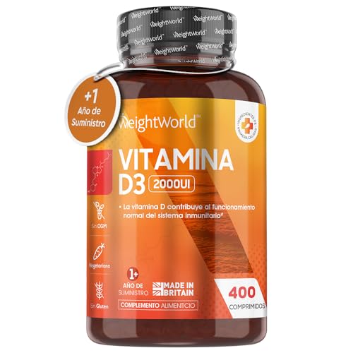 Vitamina D3 2000 UI 400 Comprimidos - Vitamina D Colecalciferol Vegetariano, más de 1 Año de Suministro | Contribuye a la Función Normal...