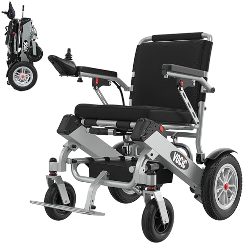 VOCIC Silla de ruedas electrica plegable ligera 23kg,Sillas de ruedas de doble batería,20KM electric wheelchair de aluminio para todos los...