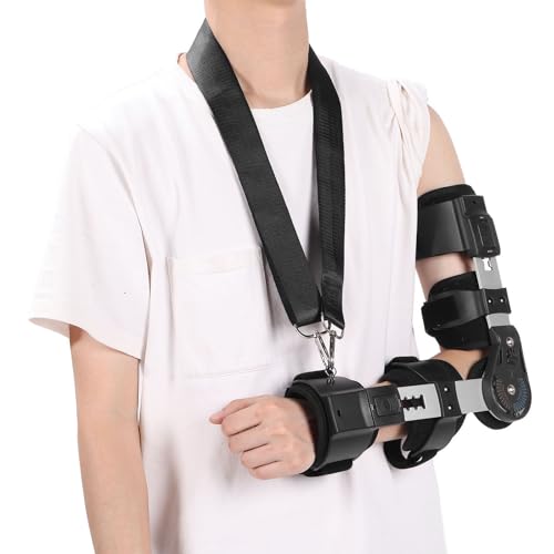 Brace de codo con bisagras, soporte de soporte de codo ajustable estabilizador del brazo férula de recuperación de la lesión de la...