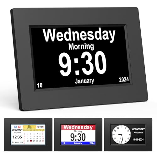 Ykall 8' LCD Reloj Digital Calendario con Fecha, Reloj Digital Pared para Leer Demencia, Niños, Ancianos, Discapacidad Visual, Regalos para...