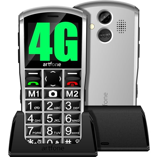 artfone Teléfono móvil 4G para personas mayores, 4G con teclas grandes para personas mayores con cámara de 2 MP, altavoz estéreo,...