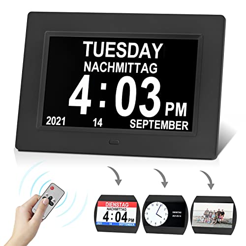 TELAM 8' LCD Reloj Digital Calendario Reloj de día para Demencia Reloj Pared Digital para Todos...