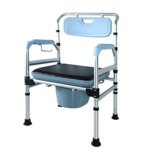 UISEBRT Silla de inodoro con altura ajustable, silla de noche, ducha antideslizante, con cubo de inodoro para personas con discapacidad,...