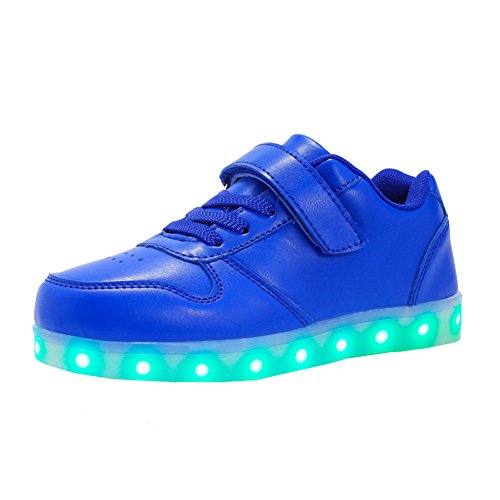Voovix Kids Low-Top Led Light Up Shoes con Control Remoto Zapatos con Luces para niños y niñas(Azul,EU34/CN34)