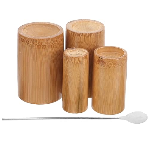 TAEKHW Latas de ventosas de bambú, 1 Juego de Herramientas, Accesorios de Masaje, ventosas pequeñas de bambú Hechas de bambú