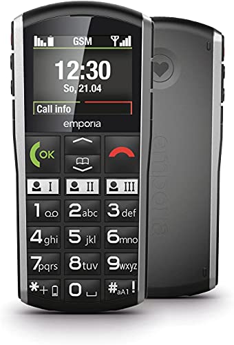 Emporia Simplicity - Teléfono móvil para Personas Mayores, Volumen Alto, Pantalla de 2' a Color, Teclas Grandes, botón SOS, Base de...