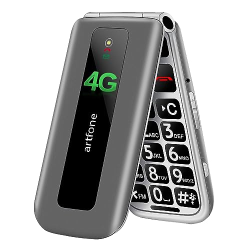 artfone 4G Teléfono Móvil para Personas Mayores Teclas Grandes con Tapa Pantalla de 2,4 Pulgadas Tecla de Emergencia Botón SOS Fácil de...