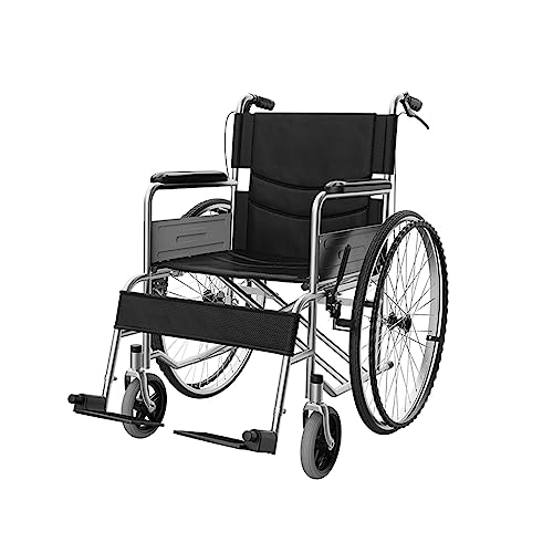 Silla de ruedas portátil de acero al carbono, ligera, plegable, todo terreno, silla de ruedas motorizada para adultos discapacitados,...