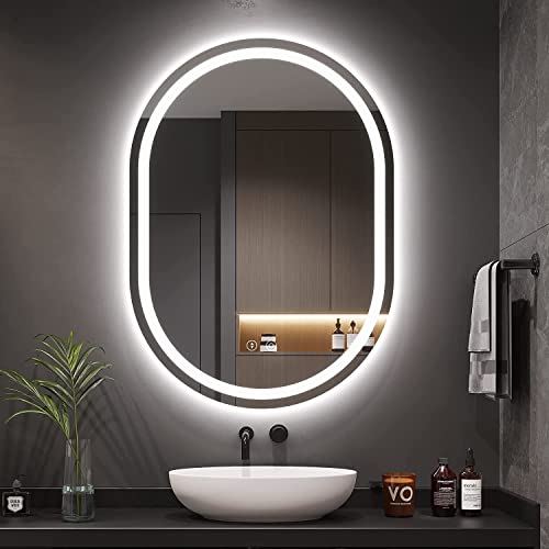 Dripex Espejo de Baño con Luz LED 60 x 80 cm Antivaho, Dimmable, con Función de Memoria, IP44, IRC 90+, Instalar Horizontal/Vertical
