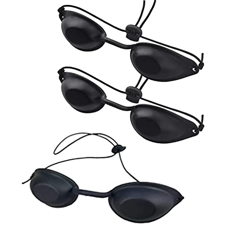 Zhjuju Gafas de Bronceado,3 pieza Gafas de Seguridad Ajustables Gafas de seguridad Parche en el ojo Luz azul Roja Protección ocular Parche...