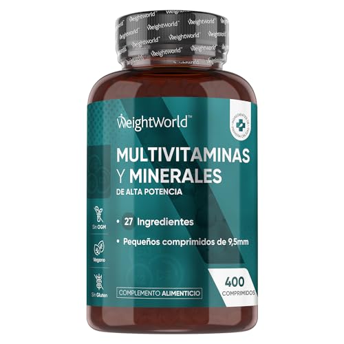 Multivitaminas Hombre y Mujer con Minerales - 400 Comprimidos | 27 Vitaminas y Minerales - Vitamina C, Vitamina B, D, E, Magnesio, Zinc,...