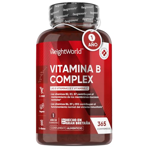 Vitamina B Complex con Vitamina C - 365 Comprimidos | Vitaminas 1 Año - Complejo B con Vitamina B1, B2, Vitamina B3, B5, B6, B8, B9,...
