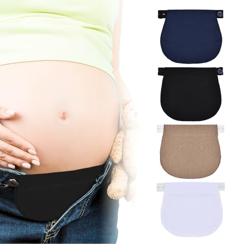4 Piezas Extensores de Jeans con Cintura Ajustable Extensor de Pantalones para Embarazadas Extensor de Cintura Elástica para Pantalones de...