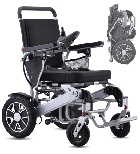 Broobey Sillas de ruedas eléctricas portátiles para adultos, silla de ruedas eléctrica ligera, soporte de 150 kg, silla de ruedas...