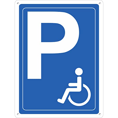 Pubblimania Aparcamiento para discapacitados Señal de aluminio compuesto de 3 mm. Para uso exterior o interior (aparcamiento para...