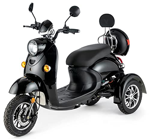 VELECO ZT63 - Scooter de movilidad de 3 ruedas - Totalmente ensamblado y listo para usar - Diseño de estilo italiano - Alta capacidad de...