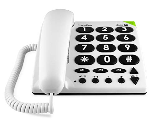 Doro PhoneEasy 311c Teléfono Fijo con Cable para Personas Mayores con Teclas Grandes, Marcación...